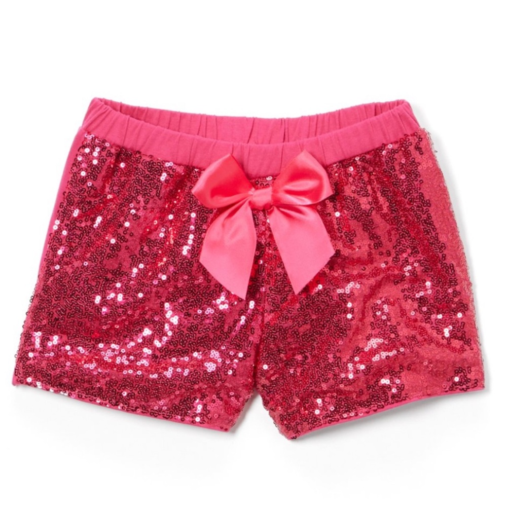 Hot Pink Sequin Bow Toddler Shorts